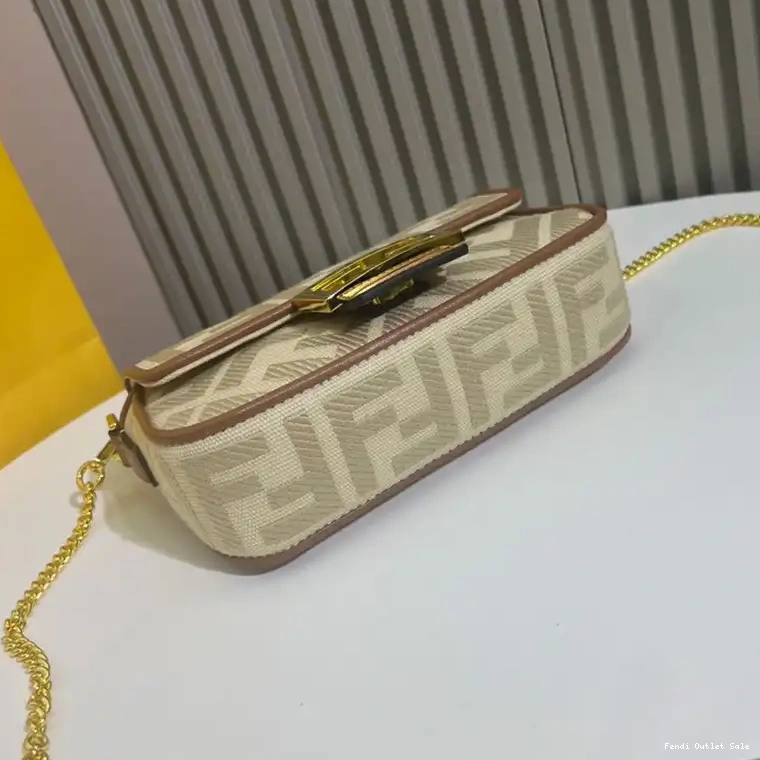 Cheap Motif In Fendi FF Bag Beige Baguette Canvas Mini 0528